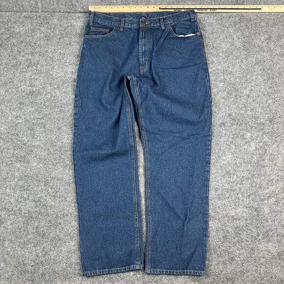 Full Blue Jeans Mens 38x32 Dark Wash Straight Fit 100% Cotton Classic Casual - Picture 1 of 9